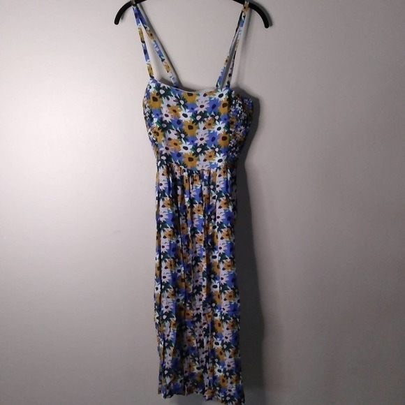 Corey Lynn Calter Danica Midi Dress Floral Blue Gold Small - Picture 5 of 12